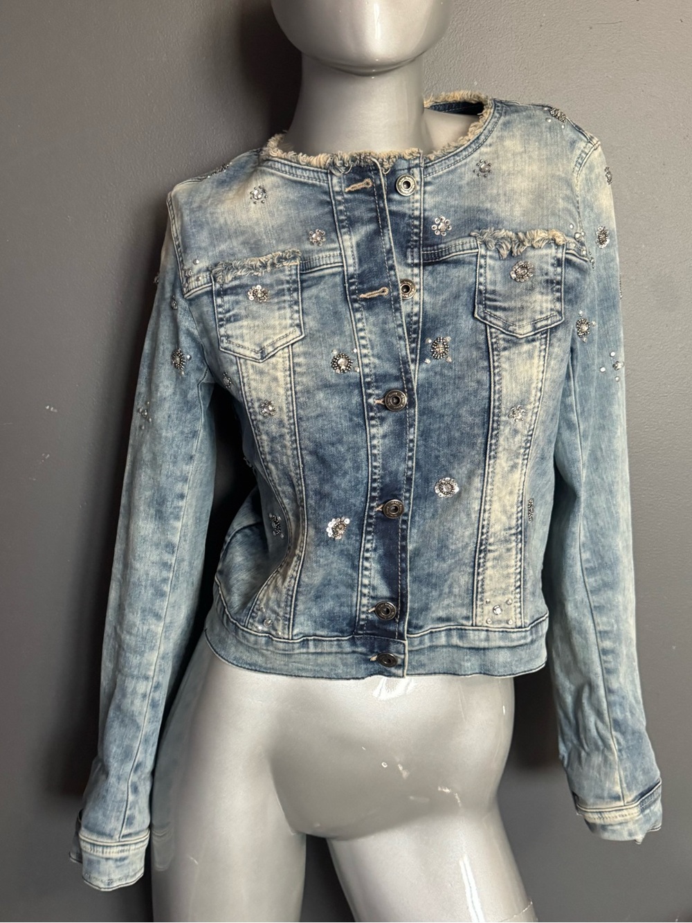 Marc Aurel Denim Embellished Distressed Jean Jacket